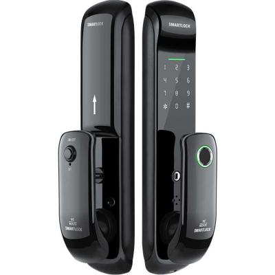 China Home Good Quality Aluminium Black Smart Door Handle Lock Bluetooth Password with Keys Security Electric Digital  Intelligent Lock for sale