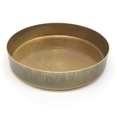 China Brass Round Housewares Tea Tray Gold Finish Sheet Metal Making Services for sale