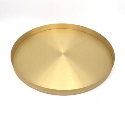 China Kithchen Ware OEM High Quality Round Golden Decorative Tray For Fruit Brass Serving Tray for sale