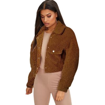 China High Quality Comfortable Furry Jackets Womens Anti-wrinkle Winter Fleece Coat High Waist With Button Crop Jacket for sale