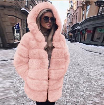 China 2021 Hot Sale Winter Breathable Plus Size Women's Faux Fur Thick Warm Teddy Hooded Coat for sale