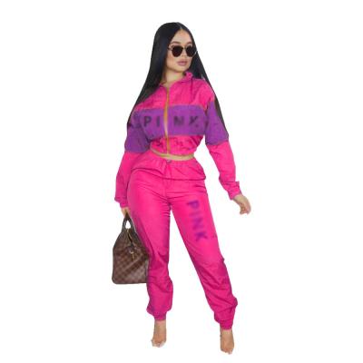 China Shieldrock Breathable New Wholesale Women Fall Winter Letter Teams Zipper Jacket Pants Tracksuits Two Piece Sportswear 2 Piece Set for sale