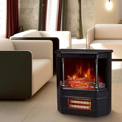 China Mobile electric fireplace heater  log flame effect Roman pillar EF332S wheels infrared quartz heating room/indoor heater for sale