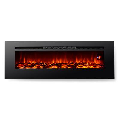 China 36 insert electric fireplace heater  Full Recessed RV fireplace WF-36S stainless steel flat panel crystal stone for sale