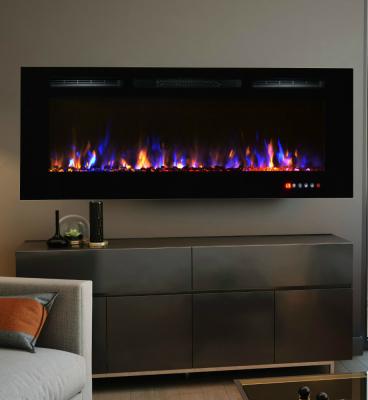 China 50 Inch Bliss Crystal Full Recessed Touch Screen Multi-Color Wall Mounted Electric Fireplace IF-50T Classic Flame for sale