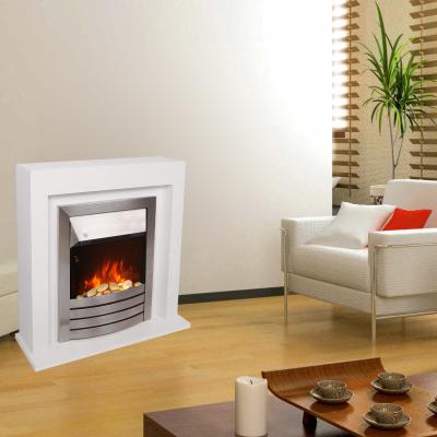 China electric fireplace suite  stove heater  NDY-19ERI-E White MDF mantel remote control LED flame effect room heater for sale