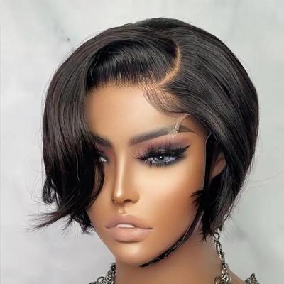 China Straight 13x4 Lace Front Human Hair Pixie Straight Wig Short Cut Cheap Wholesale Natural Hair Wigs For Women for sale