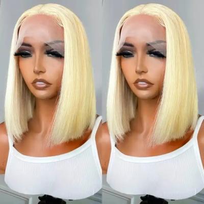 China Cheap Hair Colored Short Bob Wigs For Black Blonde 13x4 613 Straight Full Lace Bob Wig Human Hair Lace Front Wig Vendor Pink 99J for sale