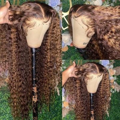 China Transparent Brazilian Colored Lace Front Human Hair Wigs Water Wave 13x4 Water Wave Highlight Wig P4/27 for sale