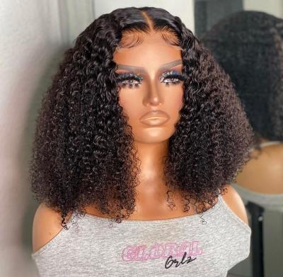 China 4x4 Curly Lace Closure Short Bob Wig Curly For Women Color Hair Short Straight Wig Lace Closure Wig for sale