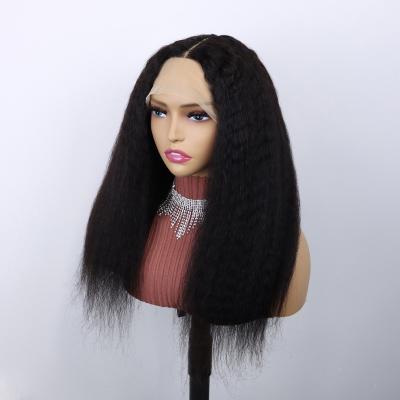 China Kinky Straight Kinky Straight Wig 13x1 T Lace Front Human Hair Wigs Brazilian Yaki Straight Wig Glueless For Women for sale