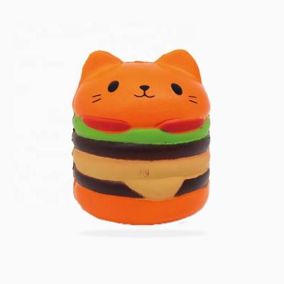 China New OEM&ODM PU Doll Toy Cartoon Cat Beef Hamburger Slow Release Slow Release Bound Pressure for sale