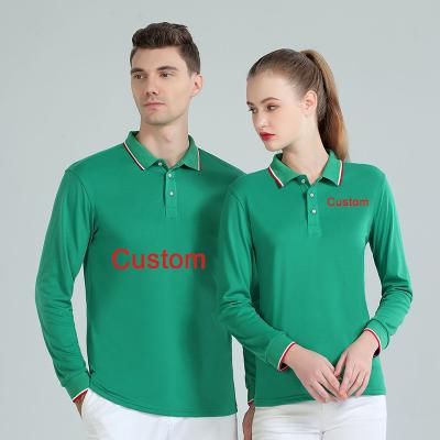 China Wholesale Anti Wrinkle Plus Size Mens Golf Polo Shirts Long Sleeves 40 Cotton 60 Polyester Polo Shirts Unisex With Embroidery Custom Logo for sale