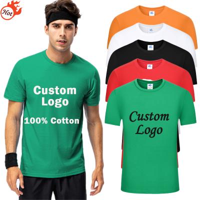 China Custom Made Oversized 100% Premium Cotton QUICK DRY Tee Shirt Men Print Blank Logo Plus Size Men's T-Shirts For Boy's Gym Sports Camiseta for sale