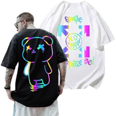 China Custom Hip Hop T-Shirt Unisex Oversized Reflective Sleeve Online Half Print QUICK DRY QUICK DRY For Men's Casual Wholesale for sale