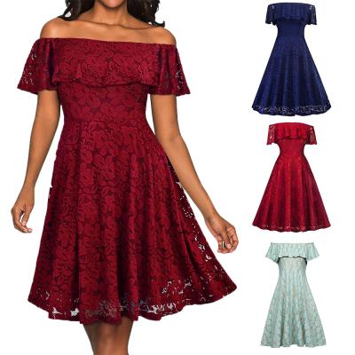 China Custom Breathable Breathable Off Shoulder Ruffle Rose Wine Red Plus Size Elegant Casual Dress Lace Up Short Bridesmaid Dresses For Wedding Maids for sale