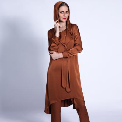 China Wholesale Simple Hooded Top And Bottom Two Piece Abaya Set With Pockets Turkish Women Muslim Pants Islamic Clothing 1313 1313 2 Pieces for sale