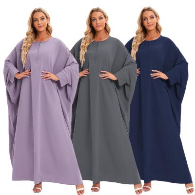 China Wholesale Traditional Muslim Women's Clothing&accessories Front Zipper Batwing Sleeve Abaya Kaftan Muslim Moroccan Dress Polyester Long for sale