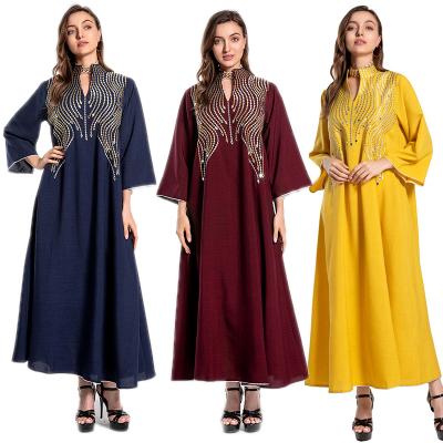 China Drop Shipping Fashionable Embroidery Designs For Dubai Abaya Luxury Islamic Women Formal Dress Muslim Evening Dress AB132 AB132 for sale