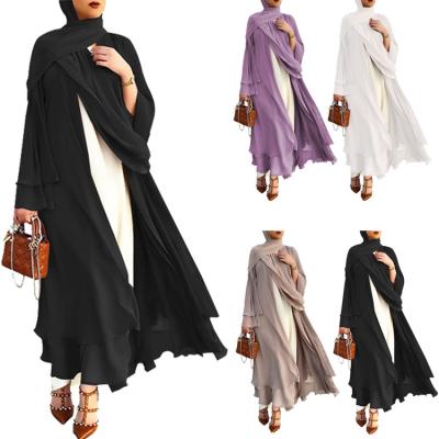 China Wholesale Women Plain Abaya 21419 Dubai Turkey Fashion Muslim Open Kimono Hijab Dress Black Simple Islamic Kaftan Ladies Dress Belt Open Kimono 21419 21419 for sale