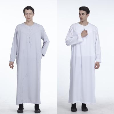 China Arabic Polyester Plain Middle East Male Jalabiya Turkish Kaftan Dresses Islamic Clothing Plus Size Muslim Thobe For Men for sale