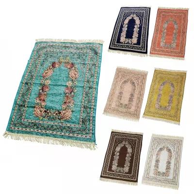 China Ramadan 2022 Travel Decor 70*110cm Non-Slip Floor Mat Islamic Prayer Mat Muslim Non-Slip Home Cover Non-Slip Prayer Blanket With Tassel for sale