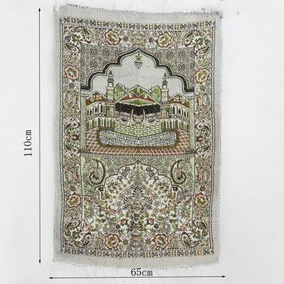 China Stain 2022 New 110*70cm Durable Polyester Prayer Mat Islamic Floor Carpet Cotton Muslim Prayer Blanket For Ramadan for sale