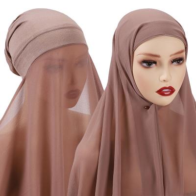 China Best Selling Wholesale Malaysia Muslim Hijab Women Plain Inner Muslim Chiffon Islamic Chiffon Under Scarf Shawl Instant Chiffon Hijab for sale