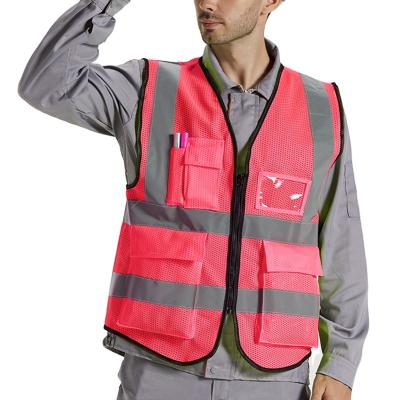 China High Visibility XIAKE Factory Logo Printed Safety Construction Police Cotton Motorcycle Running Reflective Vest for sale