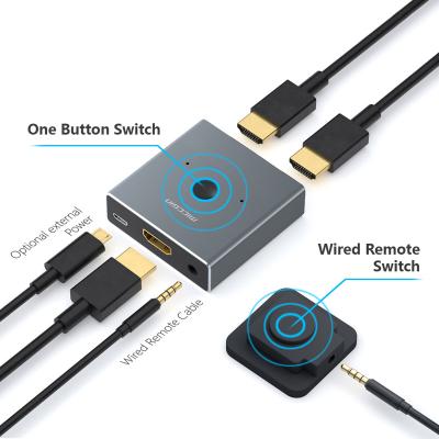 China Aluminum Alloy+Silicone Switch Adapter Spliter MICCGIN HD Mini 4K Changer Smart Android HDTV IN 2 OUT Wire Control HD2.0 For XBOX 360 PS4 for sale