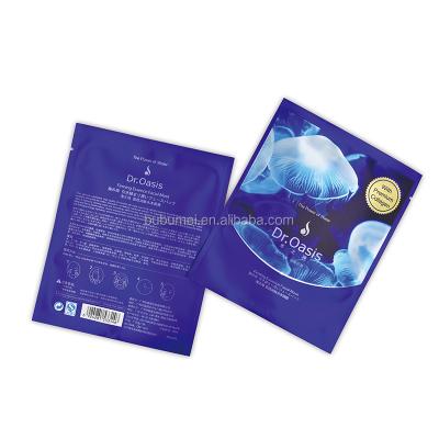 China Moisture-proof 3 side-seals aluminum foil mask packaging bag with own logo, cosmetics facial mask packaging for sale