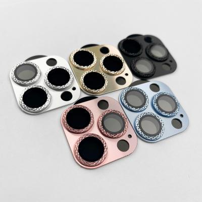 China Anti-scratch Diamond Glitter Aluminum Alloy Camera Lens Protector For iPhone 14 Tempered Glass Camera Protective Film For iPhone 13 pro for sale