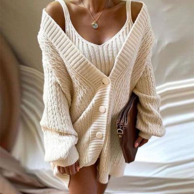 China Women Breathable Breathable Autumn Winter Fashion Sweater Cardigans With Tank Tops Barring Oversized Warm Knitted Tops for sale