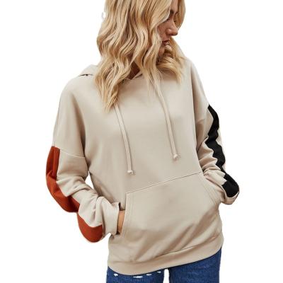 China High Quality Breathable French Fleece Terry Hoodie Sheath Top Pullover Sweatshirts Woman Contrast Color for sale