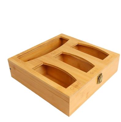 China Modern Premium Multifunctional High-end Bag Ziplock Food, Snacks, Kitchen Drawer Small Items Bamboo Storage Box for sale