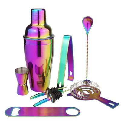 China Fashion Bar Accessories 550ML Stainless Steel Shaker Set Colorful Cocktail Shaker Bar Utensils Cocktail Glass for sale