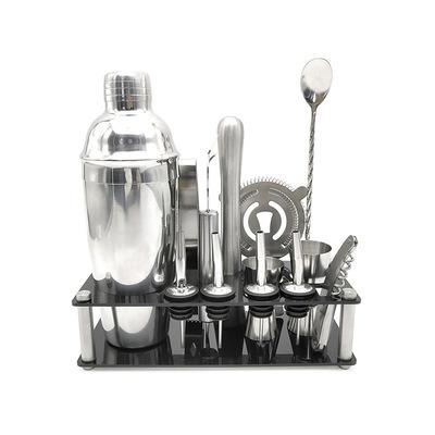 China Amazon Success 700ml Sustainable Stainless Steel Bar Set Square Acrylic Frame Holder Bartender Cocktail Shaker Tool Kit for sale