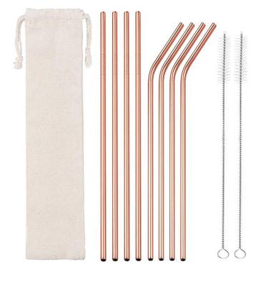 China Sustainable Wholesale Rose Gold Reusable Metal Straw Eco Friendly Drinking Straw for sale