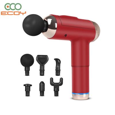 China Comfortable 6 Heads Vibration Gun Fascia Muscle Relaxation High Frequency Deep Gun Massager Electric Handheld Massage Gun With Bag for sale