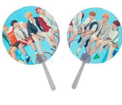 China Customized Lenticular 3D Animation Korea KPOP Idol Flip 3d Hand Fan Transparent Fabric Hand Fan For Gifts Set for sale