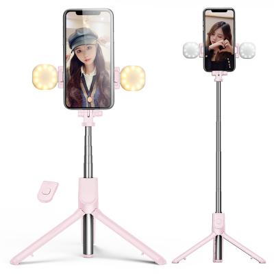 China Remote Control Fill Light Live Selfie Stick Multifunction Stable Dual Tripod for Smart Phone for Live Outdoors for sale