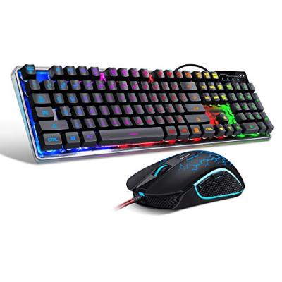 China Colorful LED Backlit Backlit USB Wired Gaming Keyboard and Mouse Combo for sale