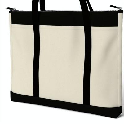 China Custom Logo Printed Zippered Canvas Tote Bag With PP Lining For Personalized Shopping for sale