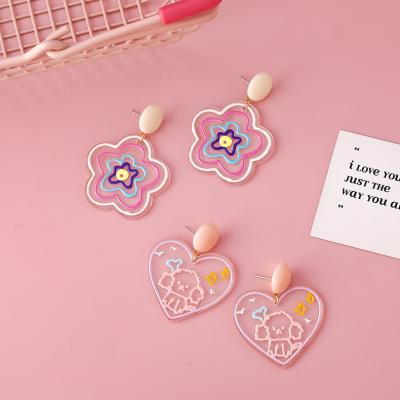 China Office/Cute Ice Cream Color Korean Style Earrings Career Holiday Acrylic Girl Dog Flower Earrings for sale