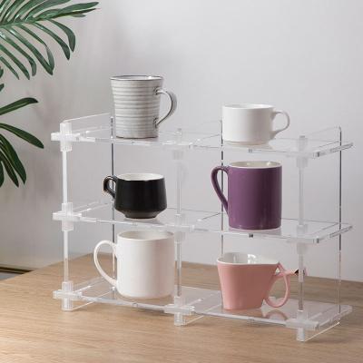 China The traditional creative multi-functional acrylic storage rack can be freely combined with the desktop to organize the cup rack for sale