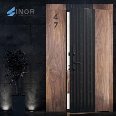 China Security Bulletproof Luxury Steel Black Doors Foshan Wooden Steel Door for sale