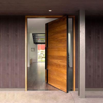 China Design Wood Villa Front Entry Modern Swing Graphic Pivot Door Sound Insulation Sinor Hinge Wooden Door for sale