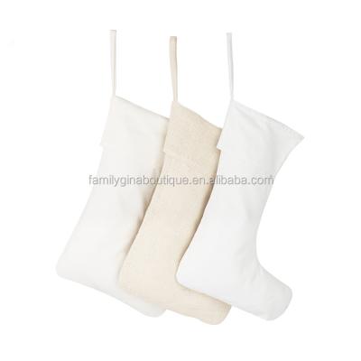 China Wholesale Hot Sale New Product Solid Color Christmas Stocking Monogrammed White Christmas Stocking Solid Color Christmas Stocking for sale