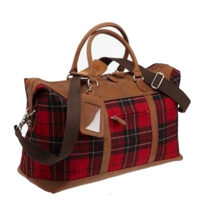 China Fashion Woman Luggage Buffalo Plaid Camera Strap Weekender Bag Duffel Bag Wholesale Custom Travel for sale