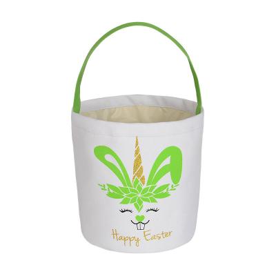 China Popular Decor Customized Bunny Easter Easter Gift Basket Bunny Bucket Wholesales Silkscreen Easter for sale